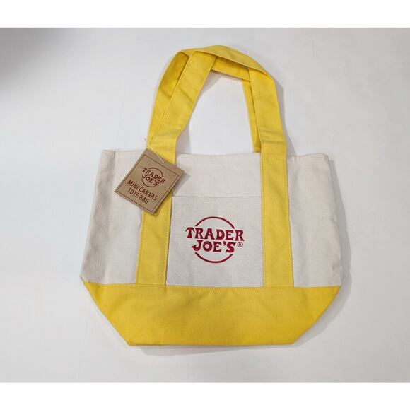 Trader Joe's Mini Canvas Tote Bags Set of 4 Red Yellow Green Blue New Al… - Picture 5 of 7